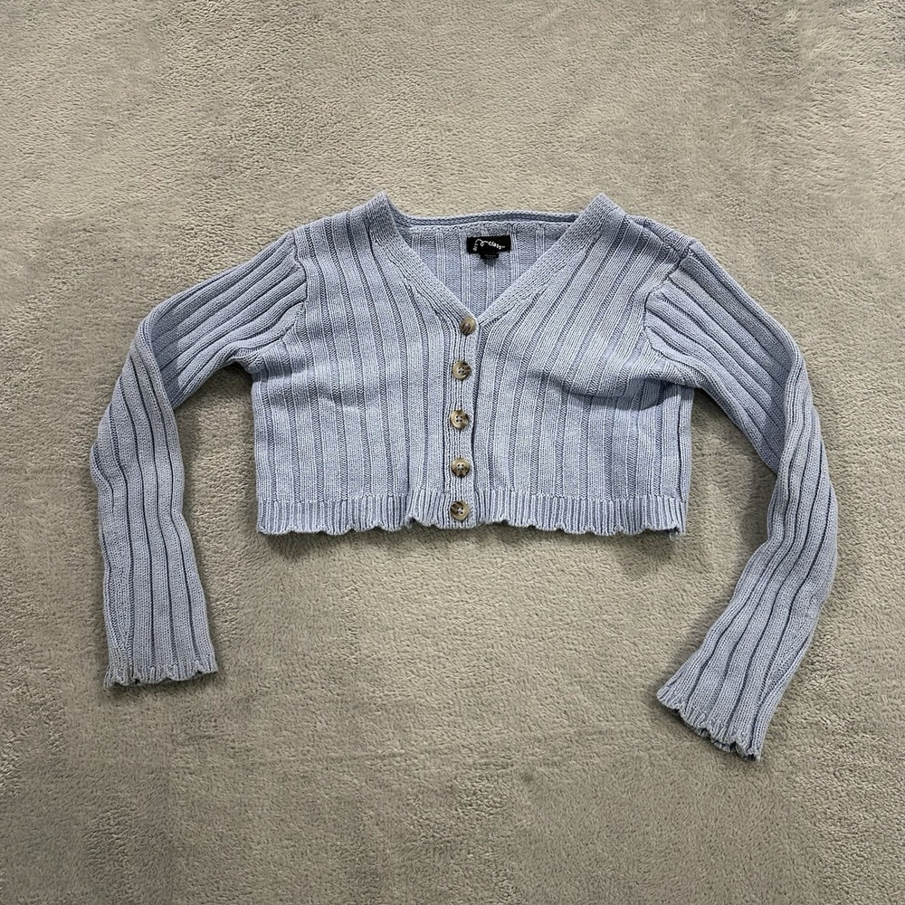 Art Class Crop Button Cardigan Sweater Kids Girls M (8) Blue Knit Cute Coquette